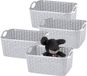 PLASTICFORTE Opbergmandje/kastmandje - 4x - 12 liter - zilver - kunststof - 33 x 24 x 21 cm - nestbaar