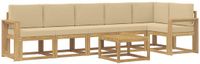 vidaXL - Buiten - bank - set - 7 - st - Wit - en - Beige - Polyester