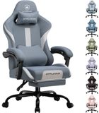 GTPLAYER - Gaming Stoel Bureaustoel - Van Hoogwaardig Stof met Voetsteun - Blauw