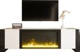 Fortuna Lai meuble TV, meuble TV bas avec effet flamme électrique (pas de fonction de chauffage), finition brillante, meuble TV de couleur assortie