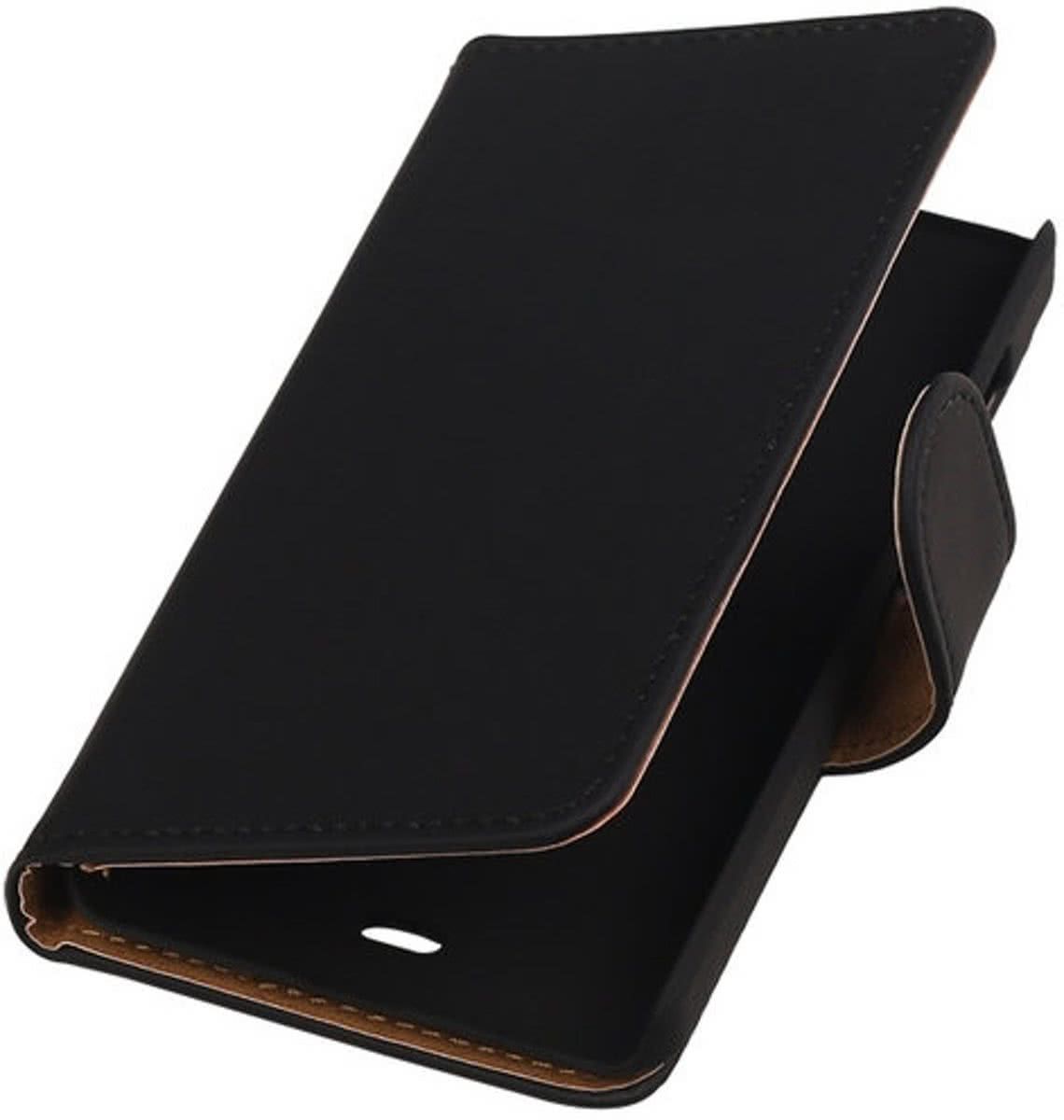 Best Cases Panda Best Cases Microsoft Lumia 430 Effen Booktype Wallet Hoesje Zwart - Cover Case Hoes