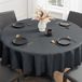 Tapis de table rond sans marque - imperméable et lavable - 100 cm - gris foncé - PVC