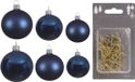 Decoris Kaemingk B.V. Groot pakket glazen kerstballen donkerblauw glans/mat 50x stuks - 4-6-8 cm incl haakjes