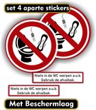 JERMA allerhandestickers Jerma - Niets in de WC Werpen sticker – set 4 – 2st Ø12.5 cm - 2st 12.5 x 2.5 cm - zelfklevend - Vinyl