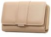 Melkabrikos Portefeuille moyenne pour femme - Grande capacité - Couleur lait abricot - Cuir PU