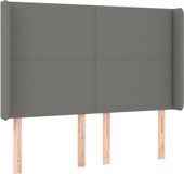 vidaXL Hoofdbord met randen 147x16x118/128 cm stof donkergrijs