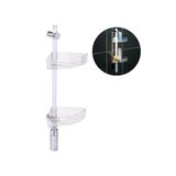 Hoekplank voor douche, doucherek met ledverlichting, 74 cm, transparant
