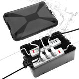 Famanu – Grote waterdichte kabelbox voor buitengebruik - IP54 outdoor elektrische beschermbox met 7 kabelpoorten - geschikt voor verlengkabels - stekkerdozen en buitenstopcontacten - 32 x 22 x 13 cm - zwart