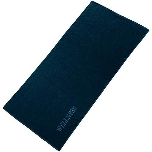 aqua-textil Wellness saunahanddoek 80 x 200 cm Uni donkerblauw katoen badstof sauna handdoek strandhanddoek