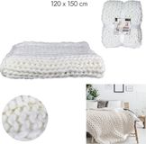 HOME DECO FACTORY Grof gebreide deken - Plaid - Wit - 150cm x 120cm
