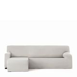 Eysa Bielastische bankovertrek voor chaise longue met korte arm, linkerkant, vooraanzicht, kleur ecru, design Harlem