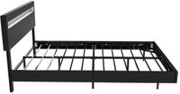 Juskys Zwevend Bed Lissabon - 140x200cm - Kunstleer - Incl. LED - Zwart