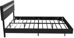 Juskys Zwevend Bed Lissabon - 140x200cm - Kunstleer - Incl. LED - Zwart