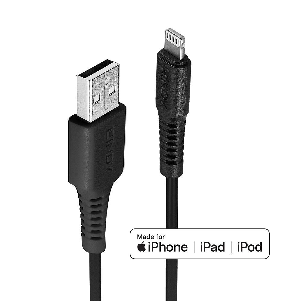 Lindy 31321 Lightning-kabel 2 m Zwart