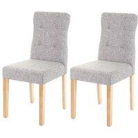 HWC-E58 Set van 2 eetkamerstoelen, stof/textiel grijs, lichte poten
