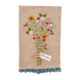Mud Pie BLM geborduurde bloemenhanddoek, 21" x 14"