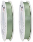 Merkloos Cadeaulint/sierlint Satijn - 2x - 1.5 cm x 25 meter - Salie Groen