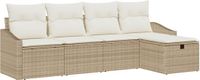 vidaXL Bankstel met kussen met opslag 5 pcs Beige polyrattan
