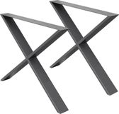 ECD Germany X-Design pieds de table set de 2 supports de table en forme de croix 60x72 cm anthracite