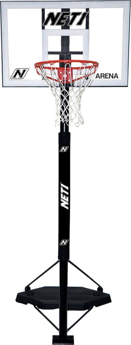 Net1 Arena Verplaatsbare Basketbalstandaard met Ring - Zwart/Oranje/Transparant - Voor Volwassenen