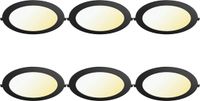 BES LED LED Downlight Inbouwspot Dimbaar 6 Stuks - Brinton Thin - 18W 1800lm 120° Bundelhoek - Aanpasbare Lichtkleur 3000K-4000K-6500K - IP40 - Rond - Zwart