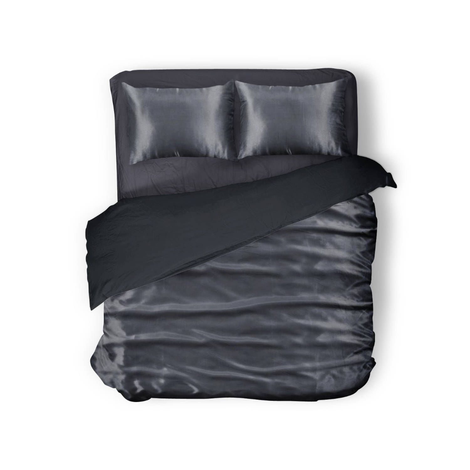 Elegance silk dekbedovertrek glans satijn - anthracite 240x200/220cm