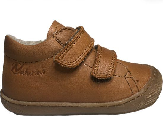 Naturino Cocoon Wool -Mt 23 - cognac leren sneakers met klittenband - Unisex