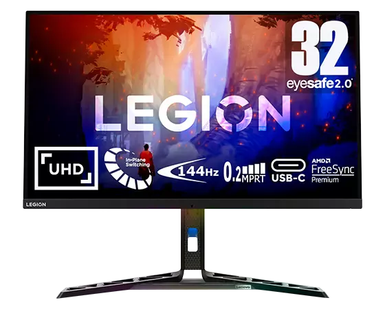 Lenovo Legion Y32p-30 31,5 4K UHD Pro-gamingbeeldscherm (IPS, 144 Hz, 0,2 ms MPRT, USB-C FreeSync Premium, G-Sync)