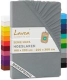 Lavea® Hoeslaken 180x200cm 100% Katoen Middengrijs