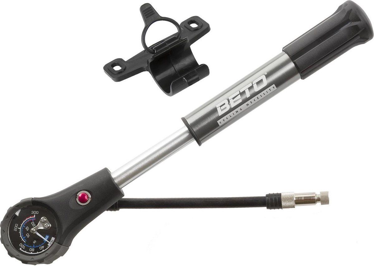 Beto Schokpomp En Minipomp 2-in-1 Zwart/zilver - Handmatige fietspomp - 21 bar - Aluminium