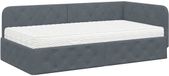 vidaXL Hoek Bed Frame Donkergrijs Fluweel 90 x 190 cm