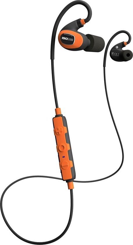 ISOtunes PRO 2.0 Bluetooth-oordopjes, 27 dB geluidsreductie, 16 uur accu, IP67-duurzaamheid, microfoon met ruisonderdrukking (Safety Orange)