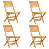 VidaXL Chaises pliantes, 4 pièces, Teck massif