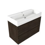 Saniclass Holz Pure Badkamermeubelset - 100x45x72cm - Legend keramische wastafel wit - 1 wasbak - 1 kraangat - 2 lades - mat eiken charcoal