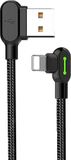DrPhone MDD Series Câble de charge 2.4A – Cordon de charge – Câble et données coudés à 90 degrés en nylon tressé – Convient pour iPhone / iPad Lightning 1.8 mètre