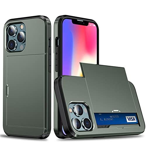 HUILUN Telefoon Case Voor iPhone X - Legergroen - Portemonnee Creditcardhouder ID Slot Case