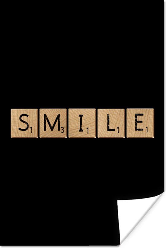 PosterMonkey Poster Spreuken - Quotes - Smile - Scrabble - Lach - 40x60 cm
