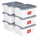 Cetomo 35L x 6 opbergdozen, plastic opbergdoos met deksels, organiserende container met handvat en veilige vergrendelende gespen, stapelbaar, nestbaar, draagtas voor thuiskantoor kleding, 35L-6Pack
