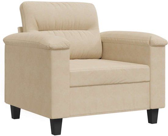 vidaXL Fauteuil - Microvezelstof - Crèmekleurig