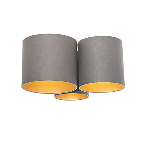 QAZQA Multidrum Plafondlamp, modern, 3 lichtpunten, diameter 12 cm, taupe, moderne binnenverlichting, woonkamer, slaapkamer, keuken, eetkamer