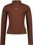 Vingino Icon Rib Top Col Meisjes Shirt Bruin Maat 176