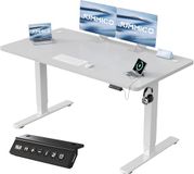 JUMMICO Elektrisch In Hoogte Verstelbaar Bureau met USB Oplaadpoort, Elektrisch Staand Bureau, 140 X 60 cm, Ergonomisch Bureau, Grijs