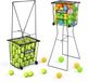 VEVOR Tennisballenmand met Wielen, Tennisballenverzamelaar met Frame en Ballenmand van Koolstofstaal, Ombouwbare Verzamelmand voor 75 Tennisballen, Draagbare Tennisballenkar voor Het Verzamelen van Trainingsballen, Zwart
