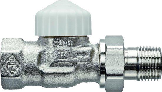 Heimeier V-Exact radiatorafsluiter recht dt 15 - 1/2 inch vernikkeld