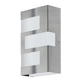 Eglo Ralora Wandlamp voor buiten, 1lichtpunt, wandlamp van roestvrij staal en kunststof, kleur: zilver, wit; IP44
