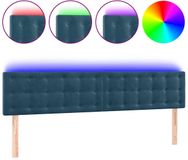 vidaXL Hoofdbord LED 180x5x78/88 cm fluweel donkerblauw