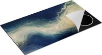 Chefcare Inductie Beschermer Abstracte Kunst - Blauw met Gouden Glitters - 95x55 cm