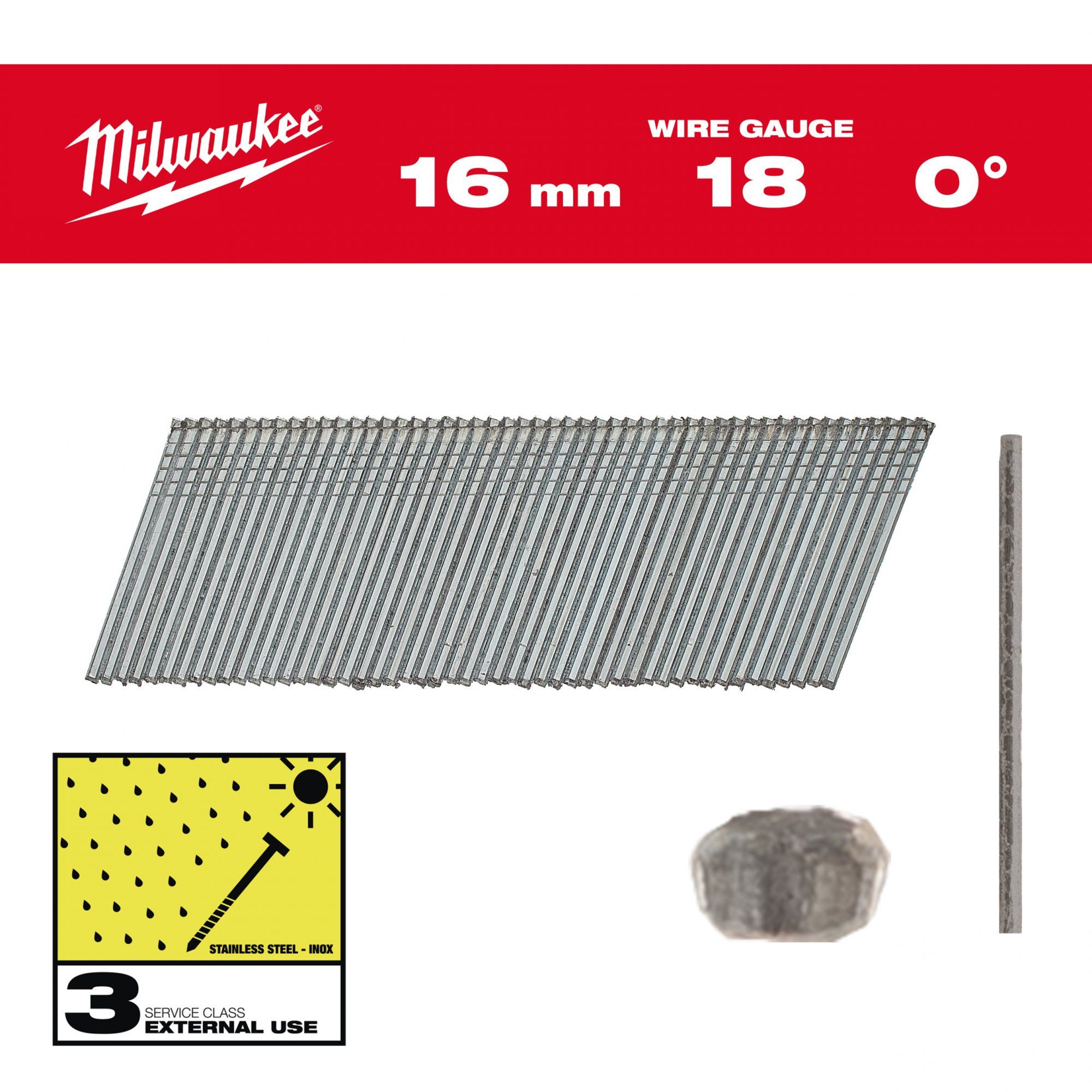 Milwaukee 4932492557 Nagels Brad Inox 18G/16mm/SC3-10kpc