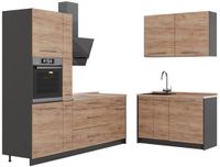 Vicco Keuken Fame-Line, Goudkleurig Eiken/Antraciet, 220 x 120 cm, WB Eik