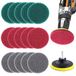 Brosse de nettoyage - Brosse de perceuse - Brosse à carrelage - Tampon à récurer - Rouge, marron et vert - 16 pièces - 10 cm